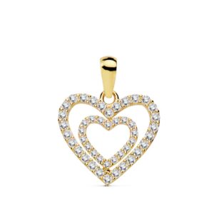 18K COLGANTE CORAZONES CIRCONITAS 15X14 MM