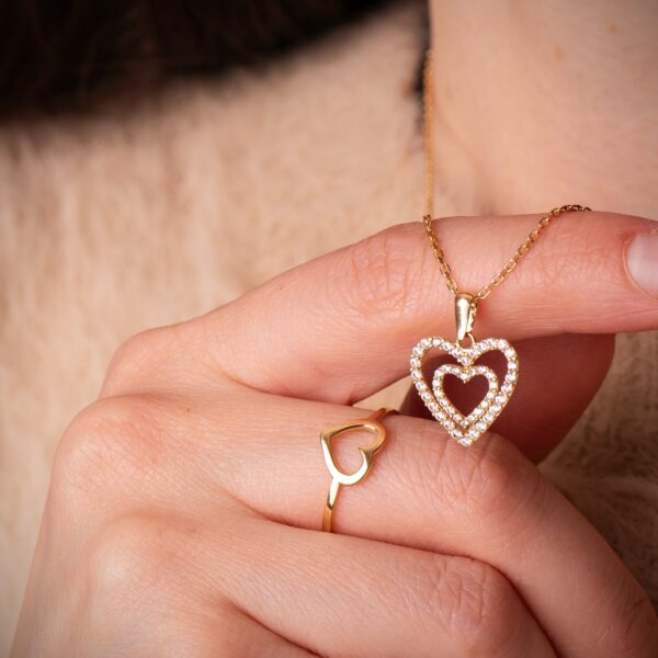 18K COLGANTE CORAZONES CIRCONITAS 15X14 MM - Imagen 2