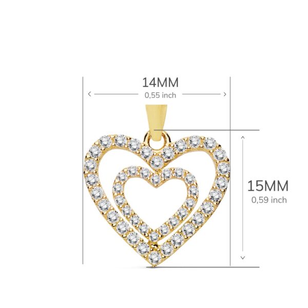 18K COLGANTE CORAZONES CIRCONITAS 15X14 MM - Imagen 3