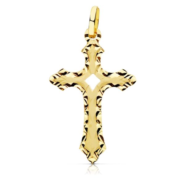 18K CRUZ SIN CRISTO TALLADA 27X17 MM