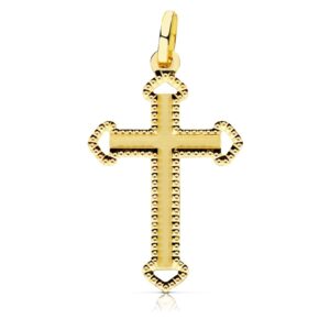 18K CRUZ SIN CRISTO TALLADA 28X17 MM