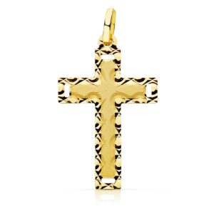 18K CRUZ SIN CRISTO TALLADA 28X17 MM