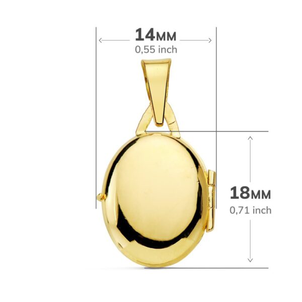18K GUARDAPELO DIJE PORTAFOTOS OVAL LISO 18X14 MM - Imagen 3