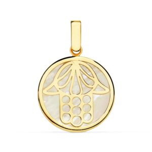 18K COLGANTE NACAR MANO DE FATIMA 18 MM