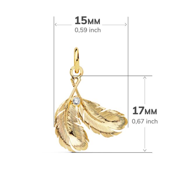 18K COLGANTE DOS PLUMAS 17X15 MM - Imagen 2