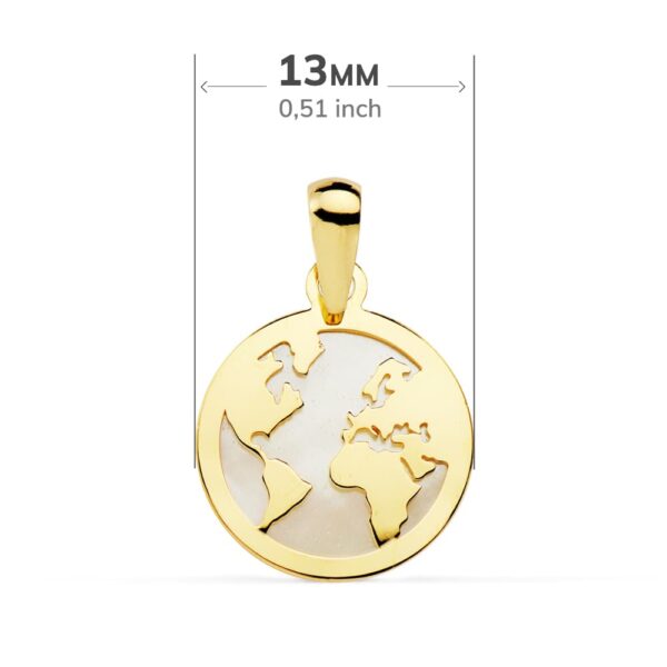 18K COLGANTE MAPAMUNDI NACAR 13 MM - Imagen 2