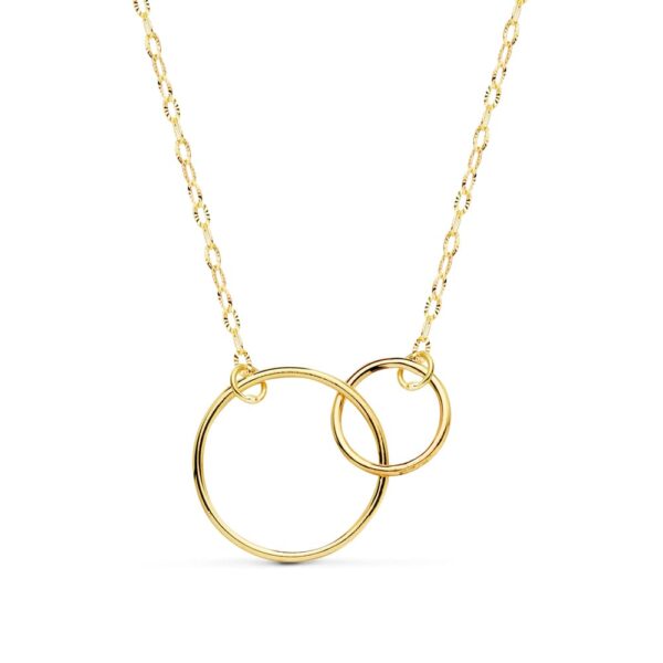 18K GARGANTILLA DOBLE ARO 14 Y 8 MM CADENA 42 CM