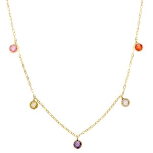 18K GARGANTILLA ORO AMARILLO PIEDRAS 5 MM CADENA FORZADA 45 CM