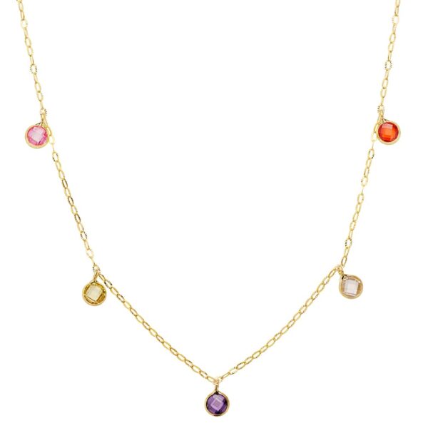 18K GARGANTILLA ORO AMARILLO PIEDRAS 5 MM CADENA FORZADA 45 CM