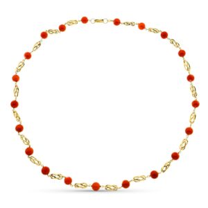 18K COLLAR ORO AMARILLO JAULA CORAL FINO JAPONES 7.5 MM 60 CM