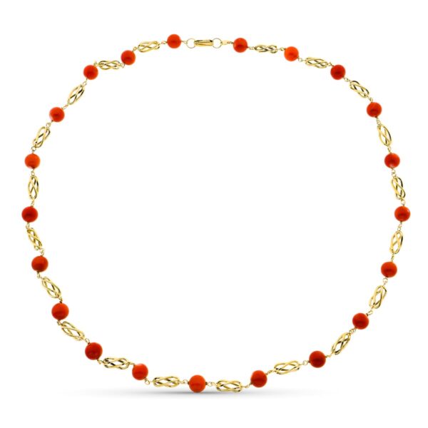 18K COLLAR ORO AMARILLO JAULA CORAL FINO JAPONES 7.5 MM 60 CM