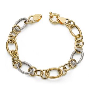 18K PULSERA BICOLOR HUECA 19 CM