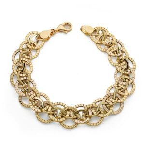 18K PULSERA BICOLOR HUECA 19 CM
