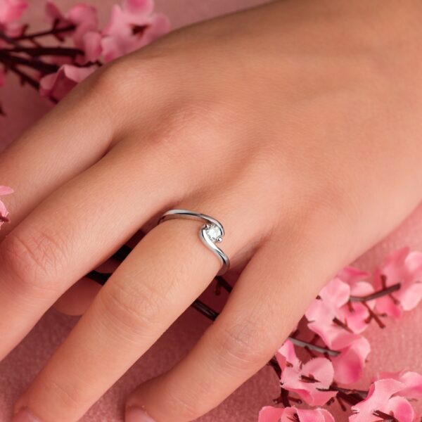 18K SOLITARIO DIAMANTE TALLA BRILLANTE ORO BLANCO 0.200 QTS. SI-H - Imagen 2