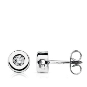 18K PENDIENTES ORO BLANCO DIAMANTES TALLA BRILLANTE 0.16 QTS. 6 MMH-SI