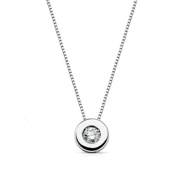 18K GARGANTILLA ORO BLANCO CHATON DIAMANTE 0.08 QTS. H-I CADENA 42 CM