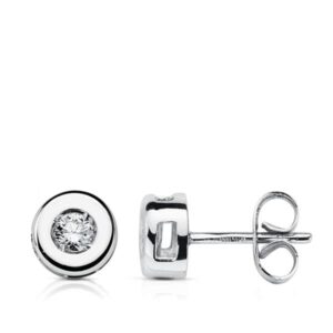 18K PENDIENTES ORO BLANCO DIAMANTES 6.5 MM 0.220 QTS. H-SI