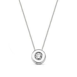18K COLGANTE DIAMANTE ORO BLANCO 6.5MM 0.11 QTS H-SI.