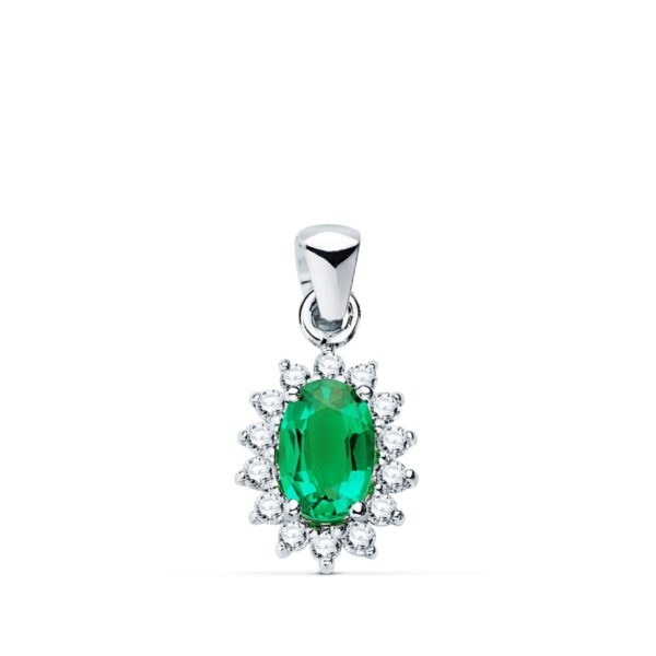 18K COLGANTE O.BLANCO ESMERALDA 0.39 QT. 14 DIAMANTES 0.14 QTS. SI-H. 10X8 MM