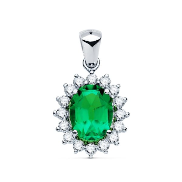 18K COLGANTE ORO BLANCO ESMERALDA 1.74 QTS. DIAMANTES SI-H 0.52 QTE