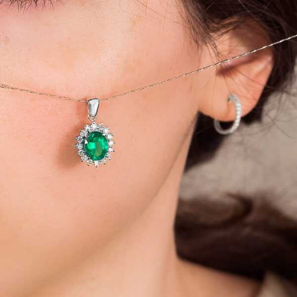 18K COLGANTE ORO BLANCO ESMERALDA 1.74 QTS. DIAMANTES SI-H 0.52 QTE - Imagen 3