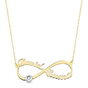 GARGANTILLA INFINITO PERSONALIZADO 2 NOMBRES 35 MM DIAMANTE CADENA 44 2 CM