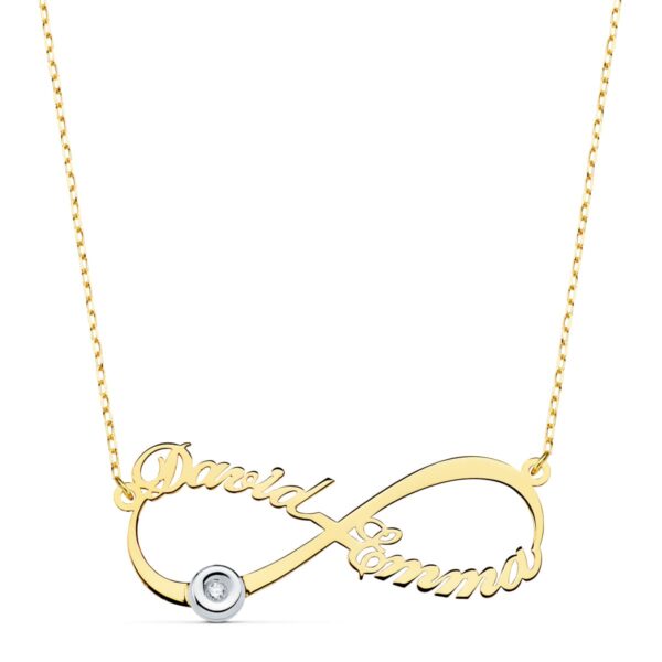 GARGANTILLA INFINITO PERSONALIZADO 2 NOMBRES 35 MM DIAMANTE CADENA 44 2 CM