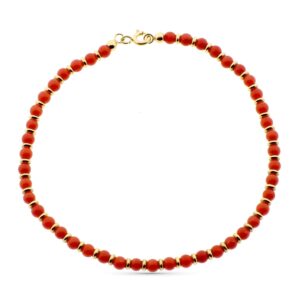 18K PULSERA ORO AMARILLO CORAL FINO CERDEÑA Y ANILLAS ORO EN BRILLO 19 CM