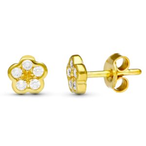18K PENDIENTES ORO AMARILLO FLOR 6X6 MM