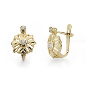 18K PENDIENTES CUBANAS NIÑA CIRCONITAS 11X9 MM