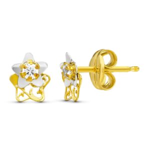 18K PENDIENTES ORO BICOLOR ESTRELLA 6X5 MM