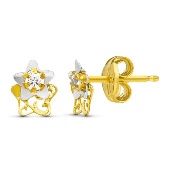 18K PENDIENTES ORO BICOLOR ESTRELLA 6X5 MM