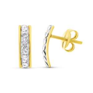 18K PENDIENTES CIRCONITAS 9X2.5 MM
