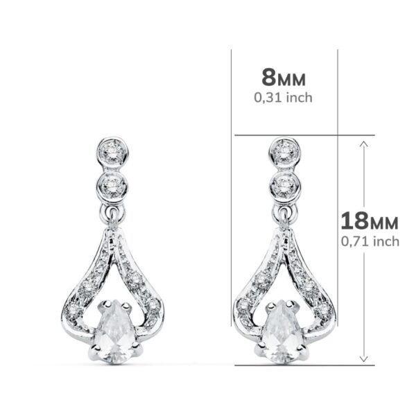 18K PENDIENTES ORO BLANCO CIRCONITAS 18X8 MM - Imagen 2
