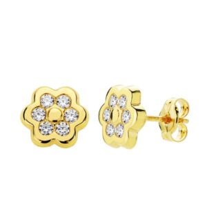 9K PENDIENTES FLOR 7X7 MM