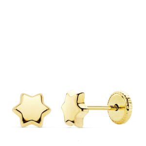 18K PENDIENTES ORO AMARILLO ESTRELLA LISA 6X6 MM