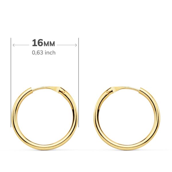 18K AROS ORO AMARILLO REDONDOS LISOS LIGEROS 16X1.50 MM - Imagen 2