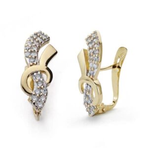 18K PENDIENTES ORO BICOLOR CIRCONITAS 18X7 MM