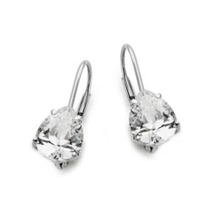 18K PENDIENTES CIRCONITA PERA ORO BLANCO 20X7 MM