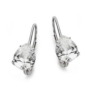 18K PENDIENTES CIRCONITA PERA ORO BLANCO 21X8 MM