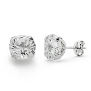 18K PENDIENTES ORO BLANCO GARRAS CIRCONITAS 7.5 MM