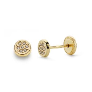 18K PENDIENTES ORO AMARILLO REDONDO CIRCONITAS 4.5 MM