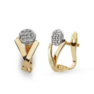 9K PENDIENTES BICOLOR CIRCONITAS 13X7 MM