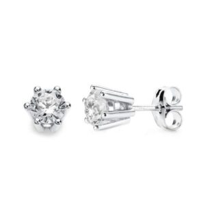 18K PENDIENTES GARRAS ORO BLANCO 6X6 MM