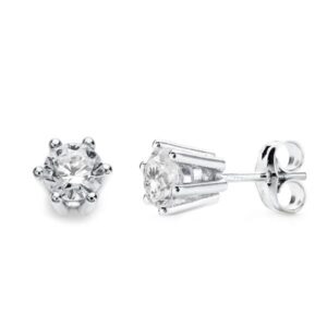 18K PENDIENTES GARRAS ORO BLANCO 6.5X6.5 MM