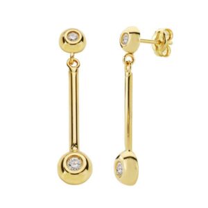 18K PENDIENTES CHATONES. 30X6 MM