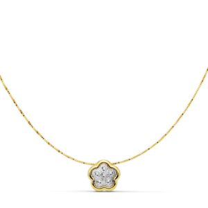 18K COLGANTE FLOR 8X8 MM CADENA 42CM
