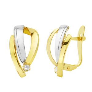 18K PENDIENTES ORO BICOLOR BANDAS 15X8 MM