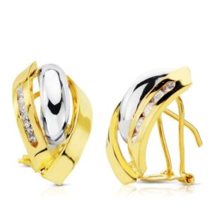 18K PENDIENTES ORO BICOLOR BANDAS 17X11 MM