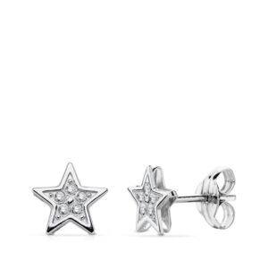 18K PENDIENTES ORO BLANCO ESTRELLA 6.5X6.5 MM